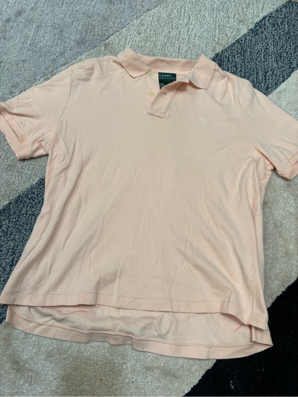 Lauren Ralph Lauren Womens Classic Polo Shirt Short Sleeve Light Pink Size L